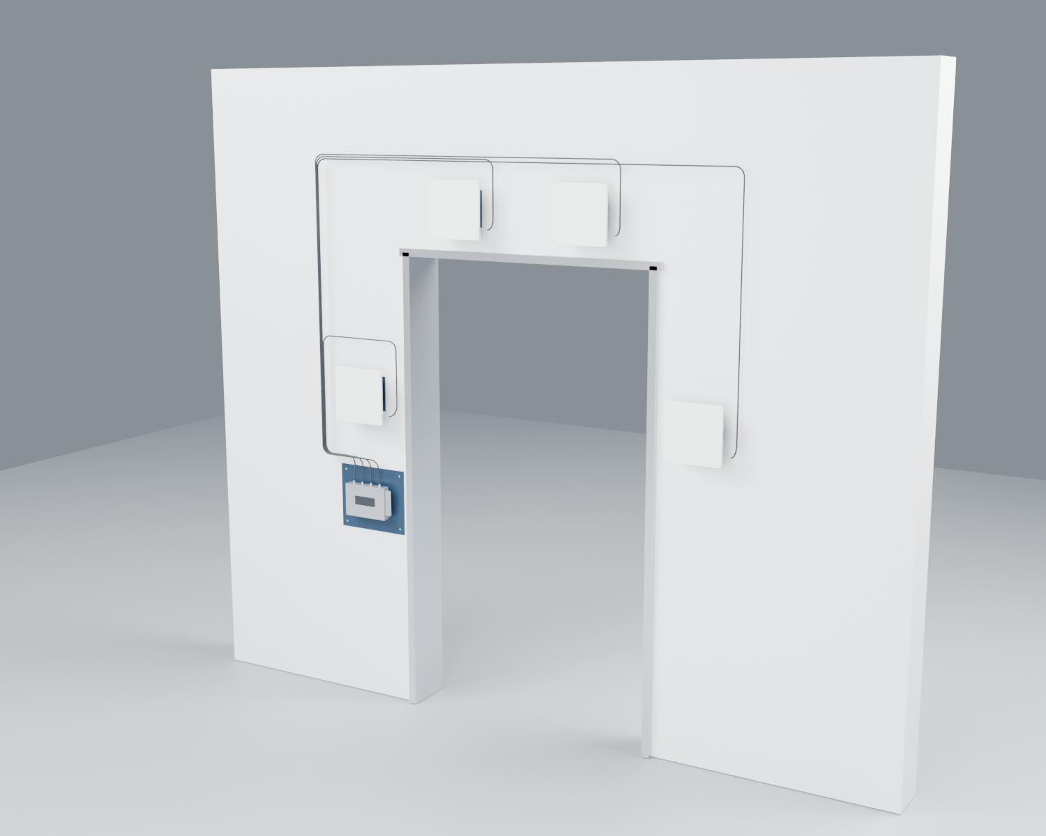 Wandlezer met vier antennes en U300 in behuizing rond een voorbeelddeur, zonder bedieningsscherm